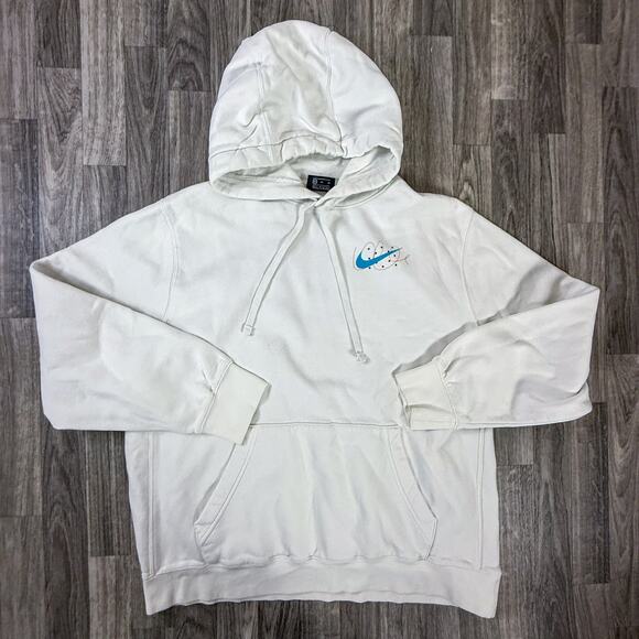 Nike Hoodie XL White Retro Swoosh Just Do It Graphic Pullover Made in Mexico - Picture 1 of 7